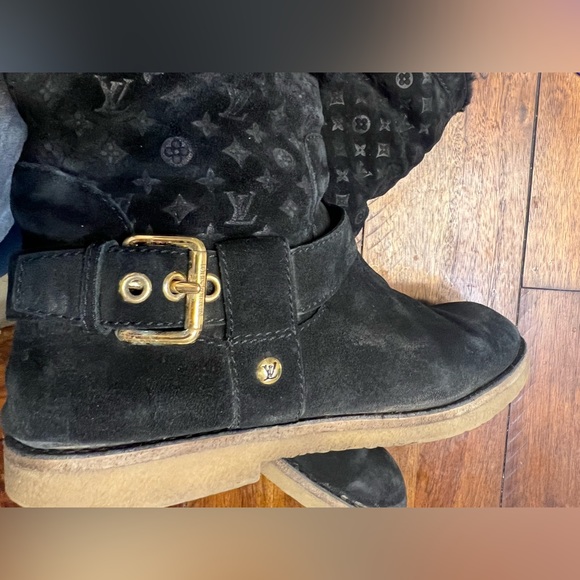 Louis Vuitton Authentic Black Suede Shearling Monogram Boots sz 39 (8.5/… - Picture 2 of 8